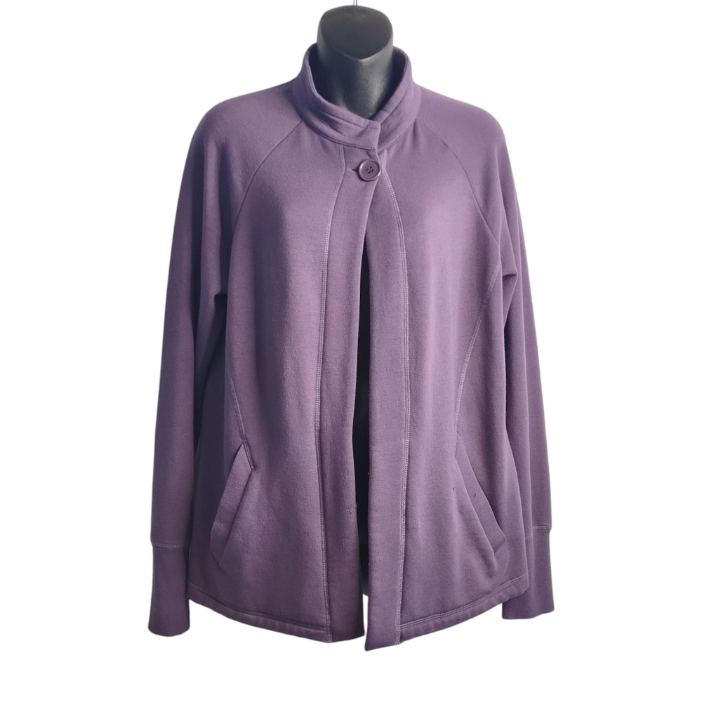 Christopher & Banks Women's Purple Fleecey Lined 1 Button Closure Jacket Sz S